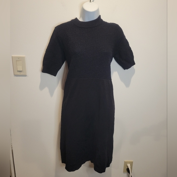 Cos size L mixed Media fabric black short sleeves dress - Picture 1 of 8